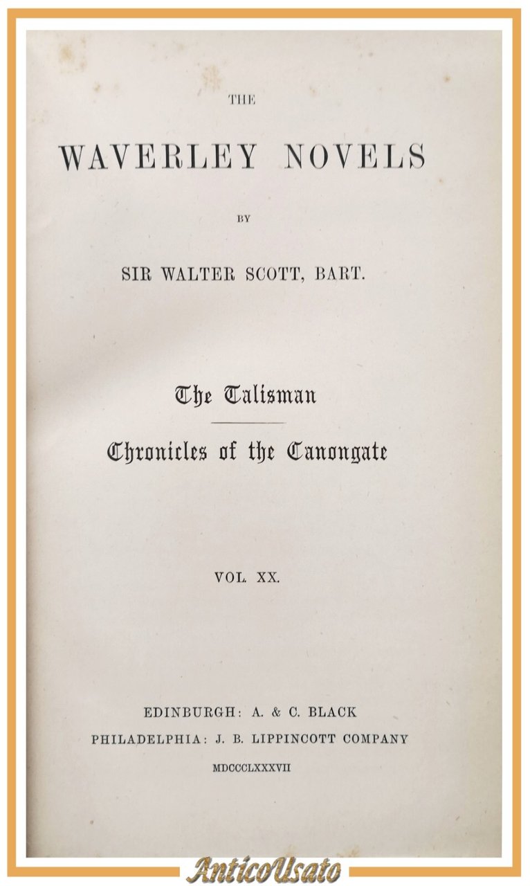 THE TALISMAN CHRONICLES OF THE CANONGATE di Walter Scott 1887 …
