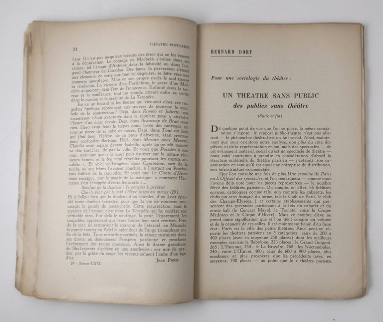 THEATRE POPULAIRE Numero 5 1954 Garcia Lorca Mariana Pineda Rivista …