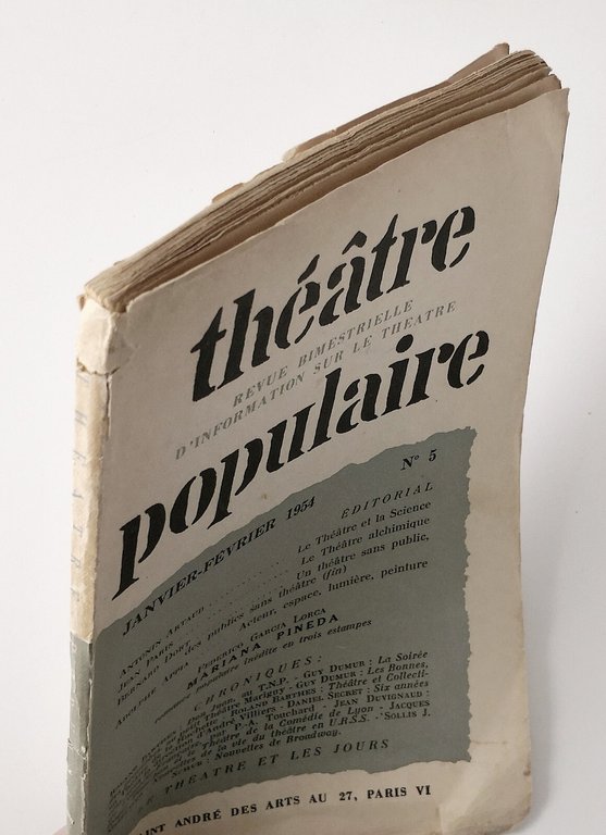 THEATRE POPULAIRE Numero 5 1954 Garcia Lorca Mariana Pineda Rivista …
