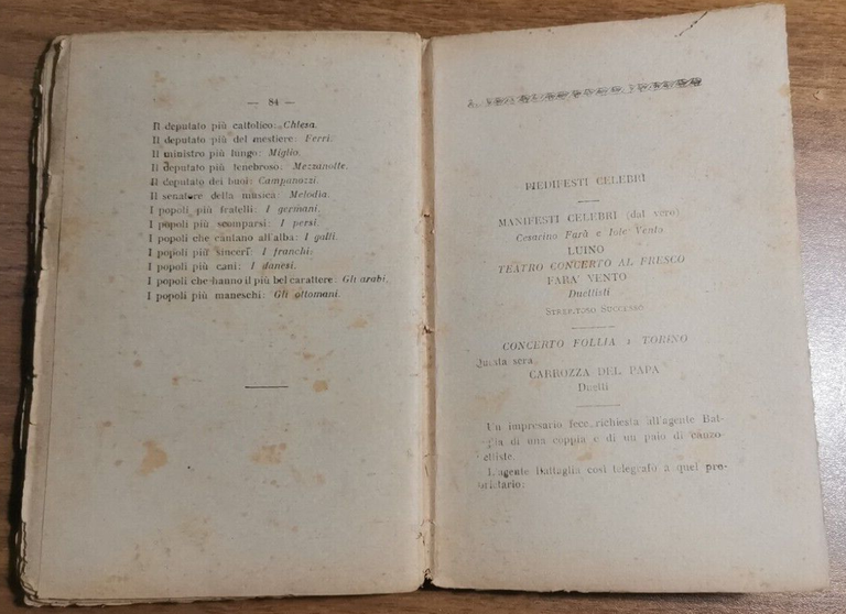 Ti à Piaciato di Ettore Petrolini 1915 Madella I edizione …