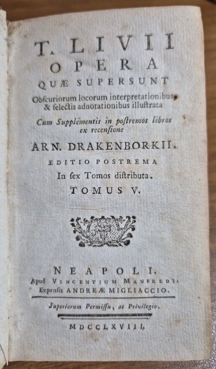 TITI LIVII OPERA quae supersunt Volume 5 - 1768 Tito …