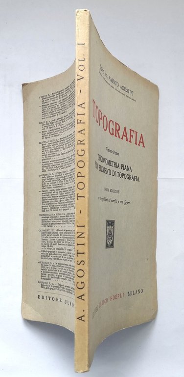 TOPOGRAFIA di Aminto Agostini volume I Trigonometria piana 1959 Hoepli …