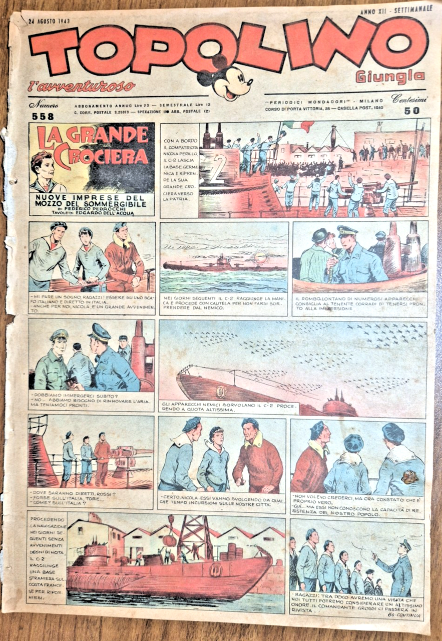 TOPOLINO Giornale numero 558 24 agosto 1943 ORIGINALE Vintage Modadori | Immagine principale