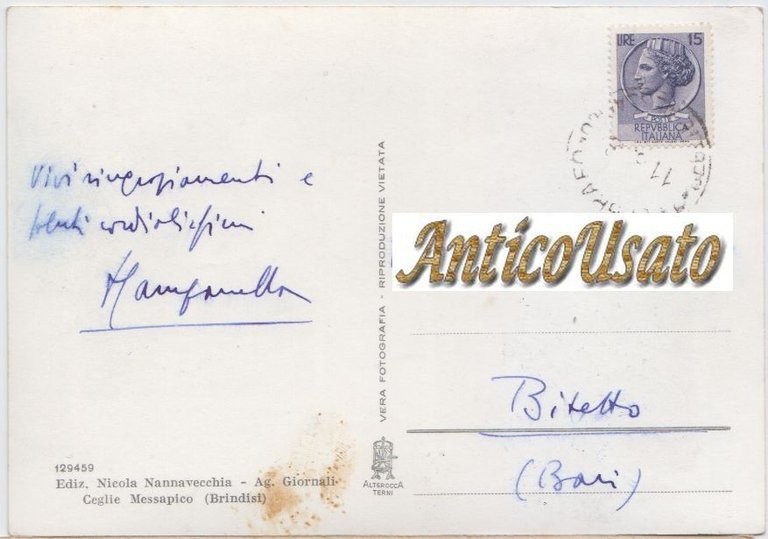 TORRI DEL CASTELLO DUCALE CEGLIE MESSAPICO Cartolina viaggiata anni '60 | Immagine Gallery 2