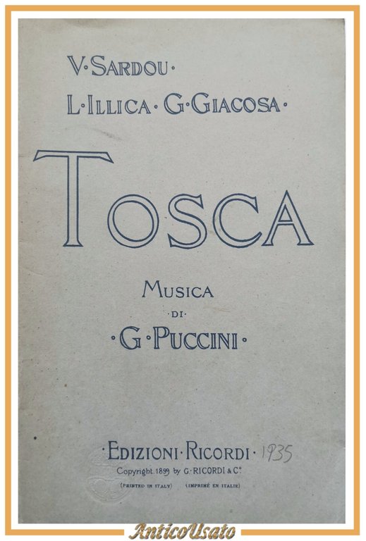 TOSCA di Sardou Illica Giacosa musica di Puccini 1935 Ricordi … | Immagine Gallery 1