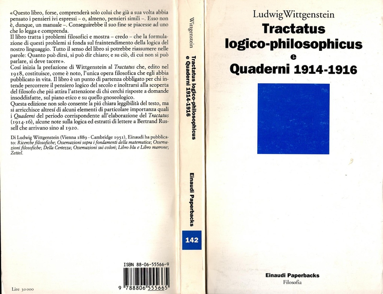 TRACTATUS LOGICO PHILOSOPHICUS E QUADERNI 1914 1916 di Wittgenstein 1968 …