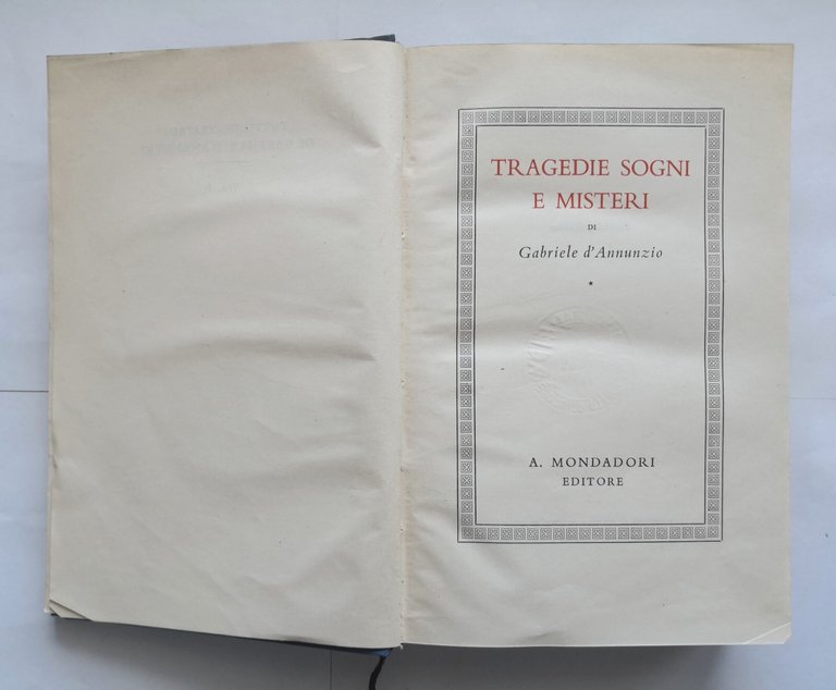 TRAGEDIE SOGNI E MISTERI di Gabriele d'Annunzio Volume 2 1942 …
