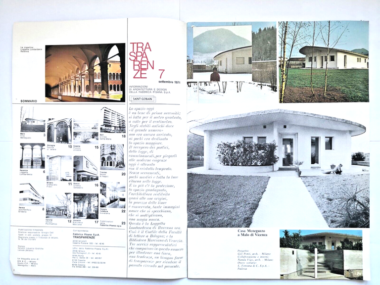 TRASPARENZE informazioni di architettura e design settembre 1971 Fabbrica Pisana