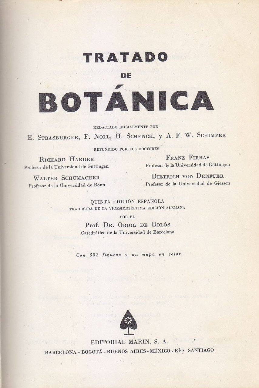 TRATADO DE BOTANICA di Staubinger Noll Schenck Schimper 1965 libro …
