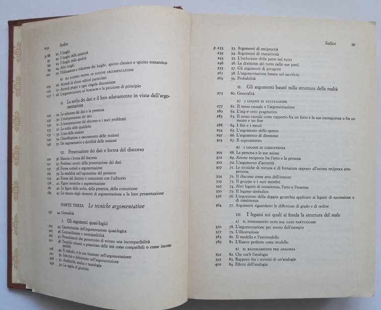 TRATTATO DELL'ARGOMENTAZIONE di Perelman e Olbrechts Tyteca 1989 Einaudi Libro