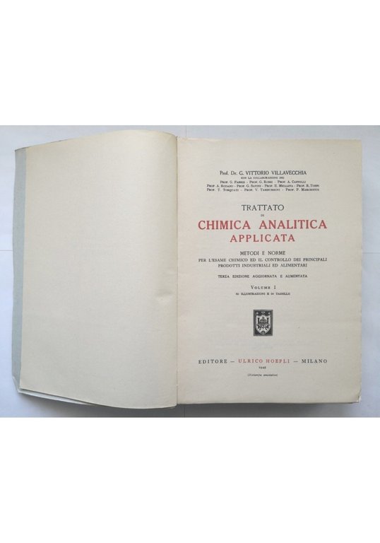 TRATTATO DI CHIMICA ANALITICA APPLICATA Vittorio Villavecchia volume I 1948 … | Immagine Gallery 2