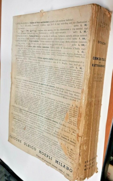 TRATTATO DI CHIMICA FISICA ED ELETTROCHIMICA di John Eggert 1941 …