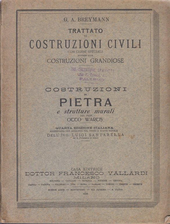 TRATTATO DI COSTRUZIONI CIVILI Breymann 7 volumi 1925 Vallardi libro …
