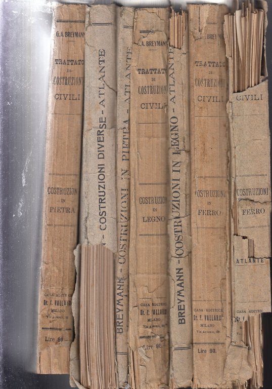TRATTATO DI COSTRUZIONI CIVILI Breymann 7 volumi 1925 Vallardi libro …