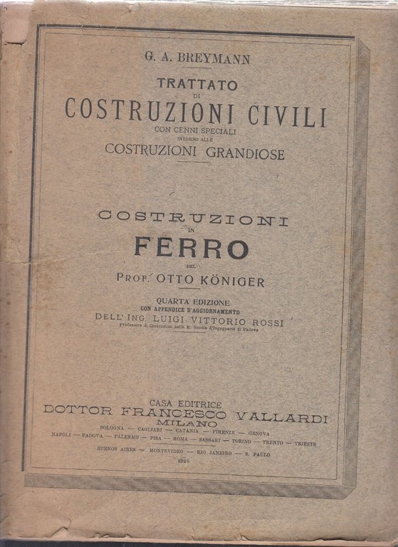 TRATTATO DI COSTRUZIONI CIVILI Breymann 7 volumi 1925 Vallardi libro …