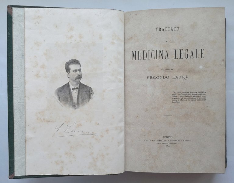 TRATTATO DI MEDICINA LEGALE Secondo Laura 1874 Camilla e Bertolero …