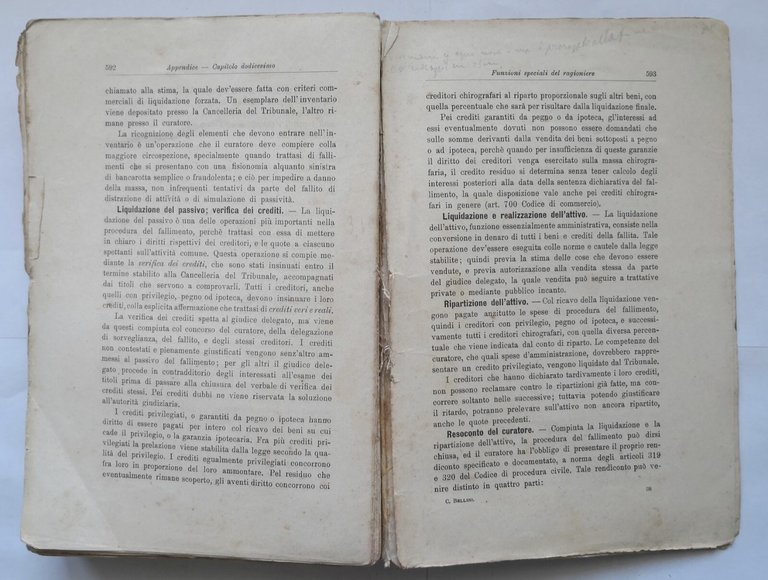 TRATTATO DI RAGIONERIA APPLICATA ALLA AZIENDE PRIVATE Bellini 1911 Hoepli …