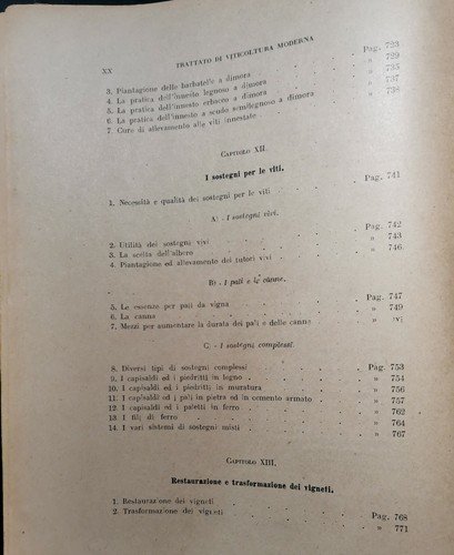 TRATTATO DI VITICOLTURA MODERNA volume I Carpentieri 1947 Ottavi Libro …