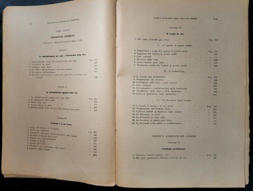 TRATTATO DI VITICOLTURA MODERNA volume I Carpentieri 1947 Ottavi Libro …