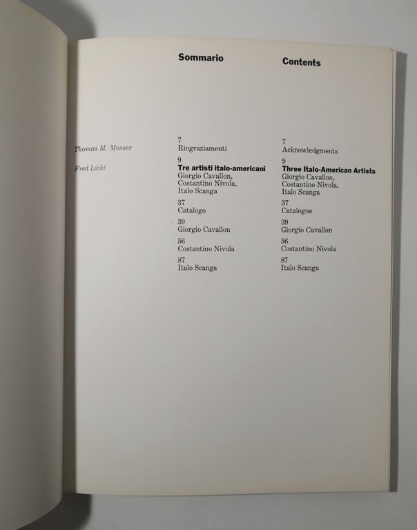 TRE ARTISTI ITALO AMERICANI Catalogo Mostra 1988 Mondadori Libro Three …