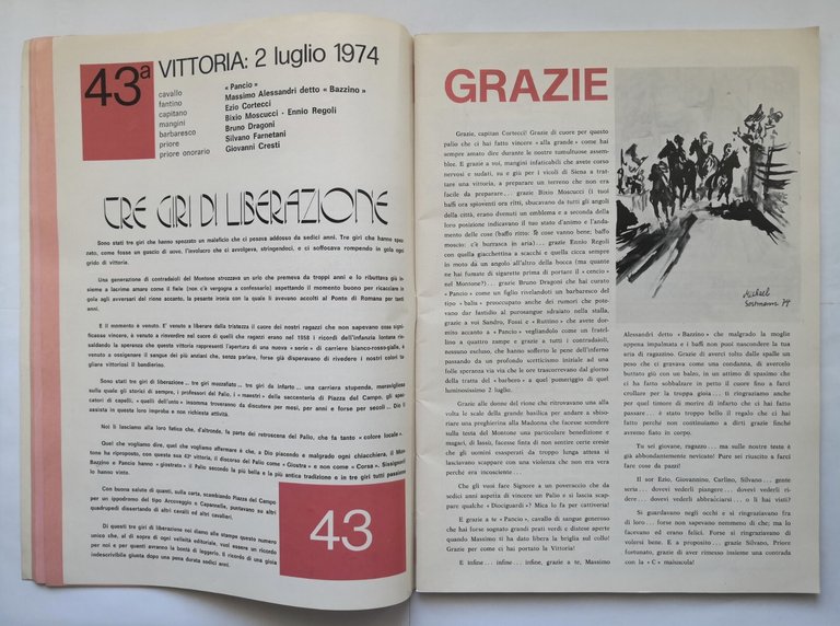 TRE GIRI DI LIBERAZIONE 1974 Palio Di Siena Contrada Valdimontone …