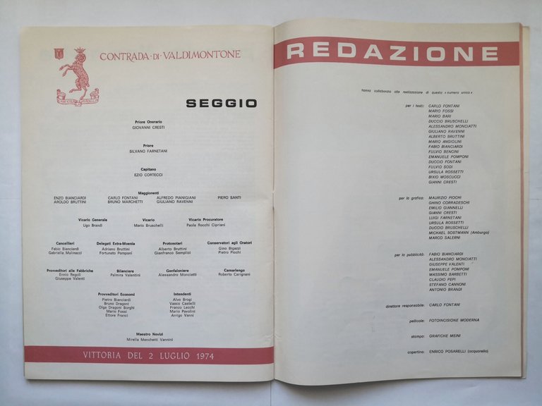TRE GIRI DI LIBERAZIONE 1974 Palio Di Siena Contrada Valdimontone …