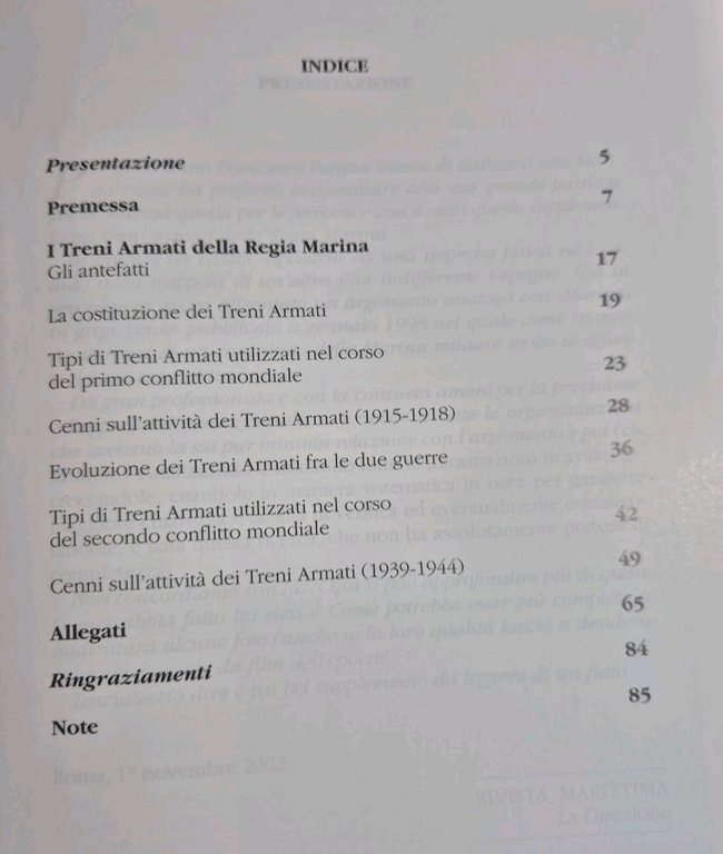 TRENI ARMATI di Francesco Fatutta Novembre 2002 Rivista Marittima Libro …
