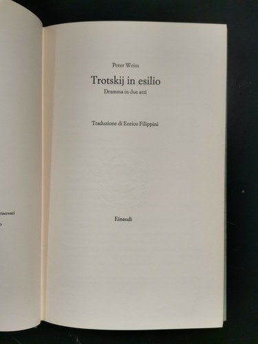 Trotskij In Esilio di Peter Weiss 1970 Einaudi I edizione …