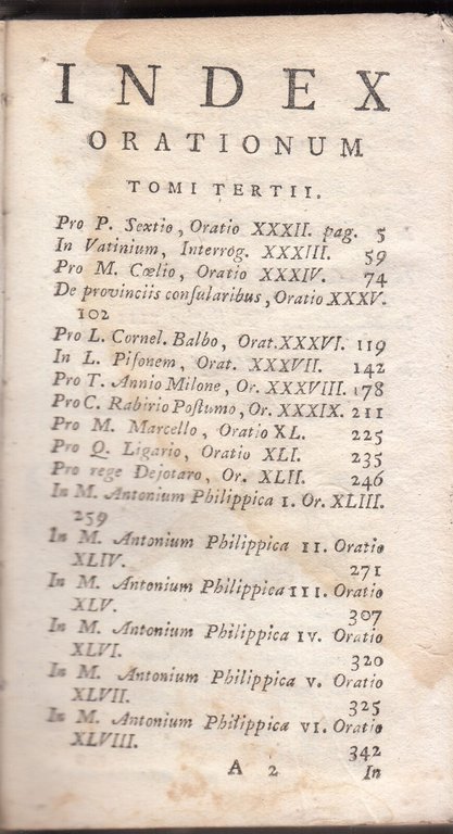 TULLII CICERONIS ORATIONUM 3 volumi Campi 1779 Libro Antico Orazioni …