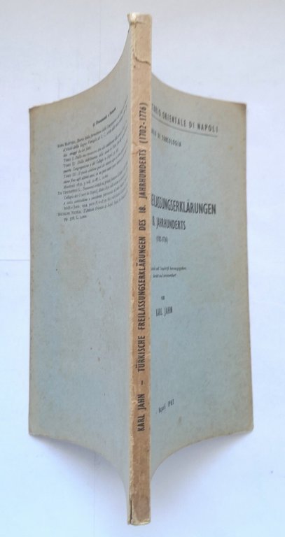 TURKISCHE FREILASSUNGSERKLARUNGEN DES 18. JAHRHUNDERTS di Karl Jahn 1963 Libro