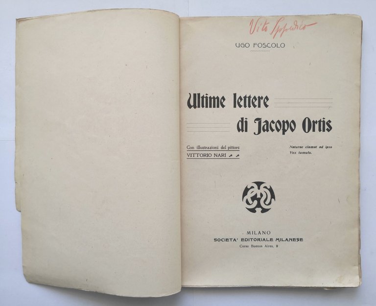 ULTIME LETTERE DI JACOPO ORTIS di Ugo Foscolo 1908 Editoriale …
