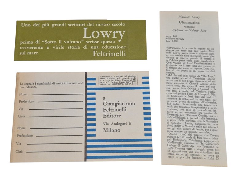 ULTRAMARINA di Malcolm Lowry 1963 Feltrinelli I edizione Narratori Libro | Immagine Gallery 5