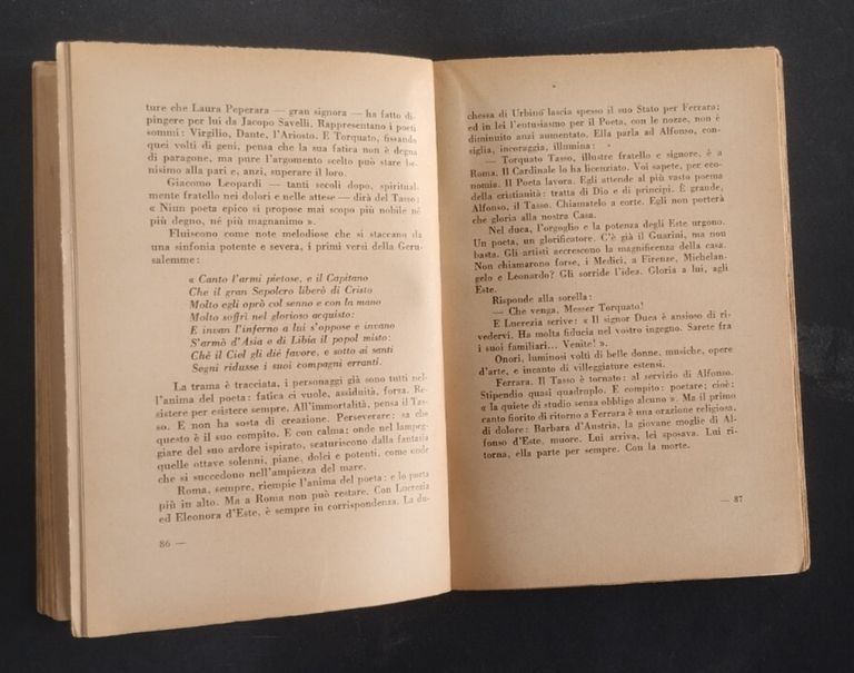 UMANITÀ DEL TASSO di Angelo Antonio Fumarola 1938 Ceschina Libro …