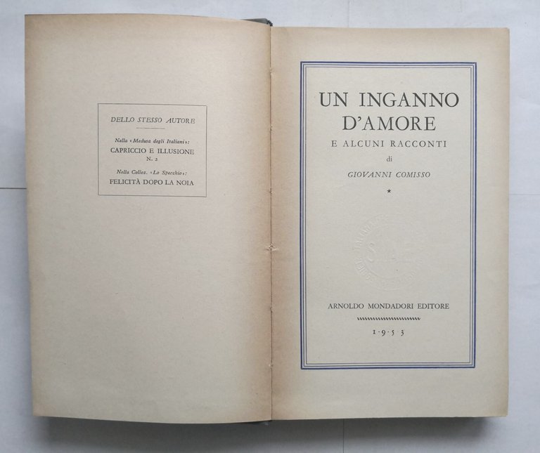 UN INGANNO D'AMORE e alcuni racconti di Giovanni Comisso 1953 …