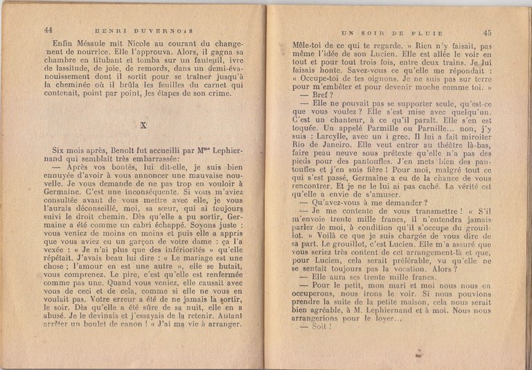 UN SOIR DE PLUIE di Henri Duvernois 1934 Flammarion Libro …