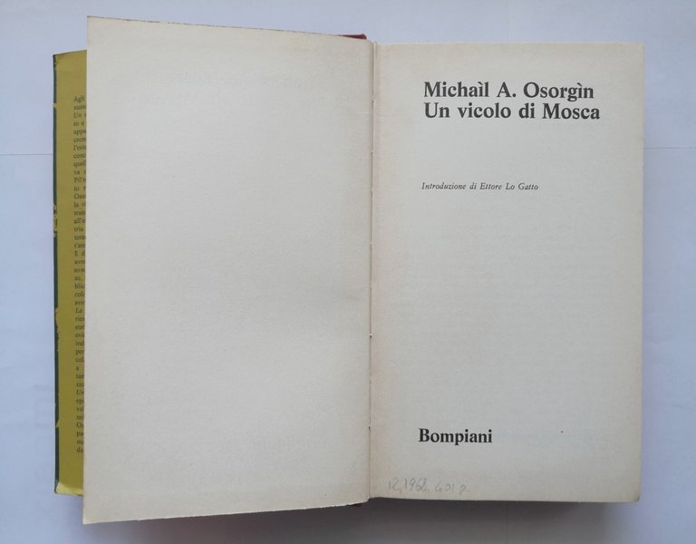 UN VICOLO DI MOSCA di Michail Osorgin 1968 Bompiani libro …