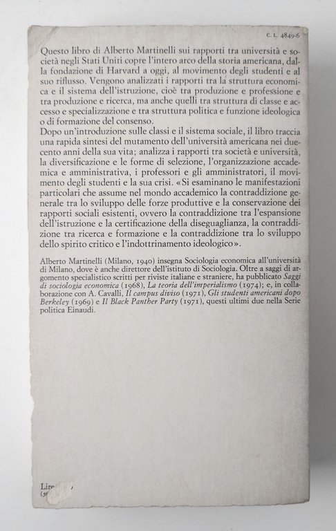 UNIVERSITÀ E SOCIETÀ NEGLI STATI UNITI di Alberto Martinelli 1978 …