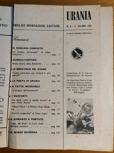 URANIA 8 Rivista avventure nell'universo e nel tempo 1953 Mondadori …