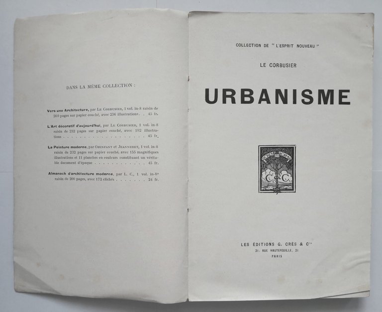 URBANISME di Le Corbusier Libro Les Editions Crès anni '60