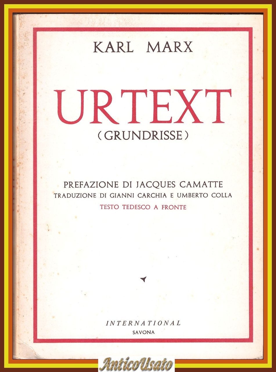 URTEXT Grundrisse di Karl Marx 1977 International Libro testo tedesco …