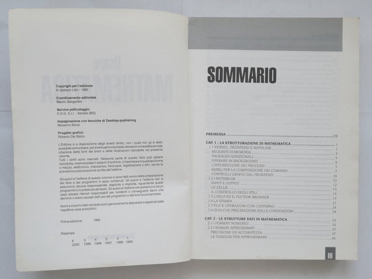 USARE MATHEMATICA di Massimo Banzi 1995 Jackson Libri
