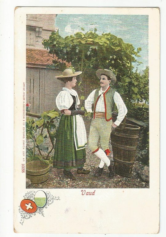 VAUD SVIZZERA costumi tipici cartolina viaggiata primi del '900 Vintage … | Immagine Gallery 1