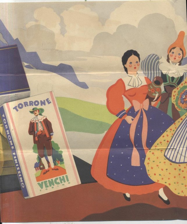 VENCHI TORRONE pubblicità depliant 1935 Chiarel illustrato studio Chiarelli