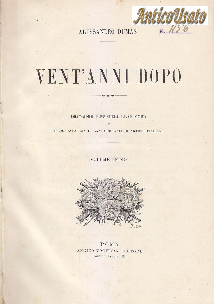 Vent'Anni Dopo di Alessandro Dumas 2 volumi 1904 Libro Illustrato …
