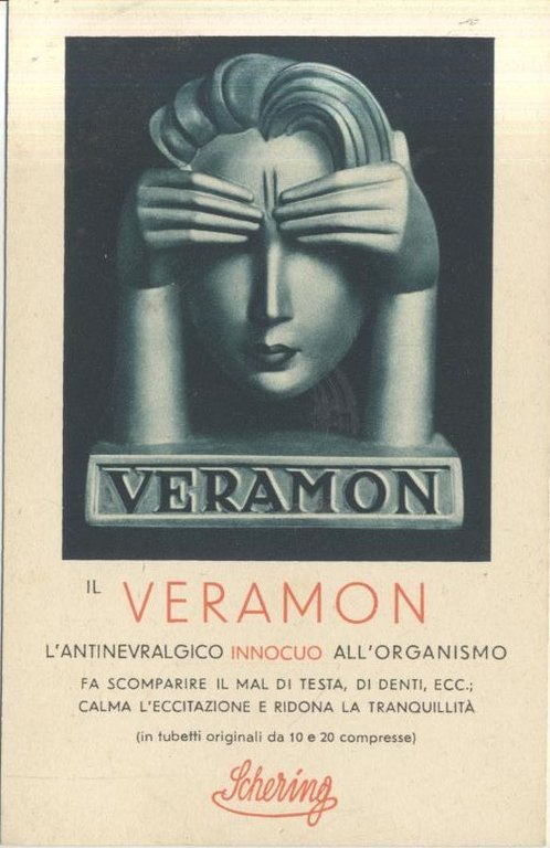 VERAMON SCHERING Cartolina Pubblicitaria Anni 30 Medicinale Vintage postcard | Immagine Gallery 1