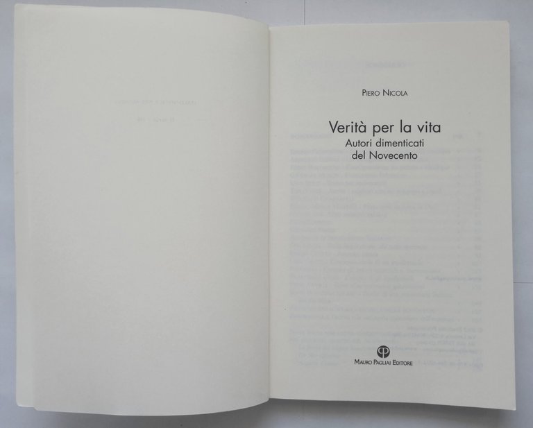 VERITÀ PER LA VITA autori dimenticati del 900 di Piero …