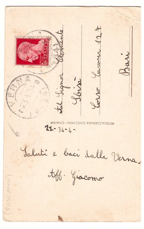 Verna Sasso Spicco Cartolina Viaggiata Originale Vintage Arezzo Postcard