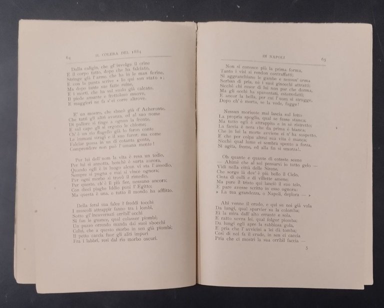 VERSI del Professor Giovanni Cristiani 1886 Cosenza Migliaccio Libro antico