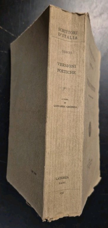 VERSIONI POETICHE Di Antonio Conti 1966 Laterza scrittori d'Italia libro …