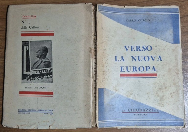 VERSO LA NUOVA EUROPA di Carlo Curcio 1934 Chiurazzi Libro …